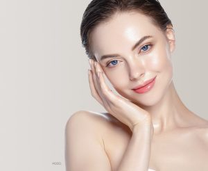 Young woman with clean, hydrated skin.